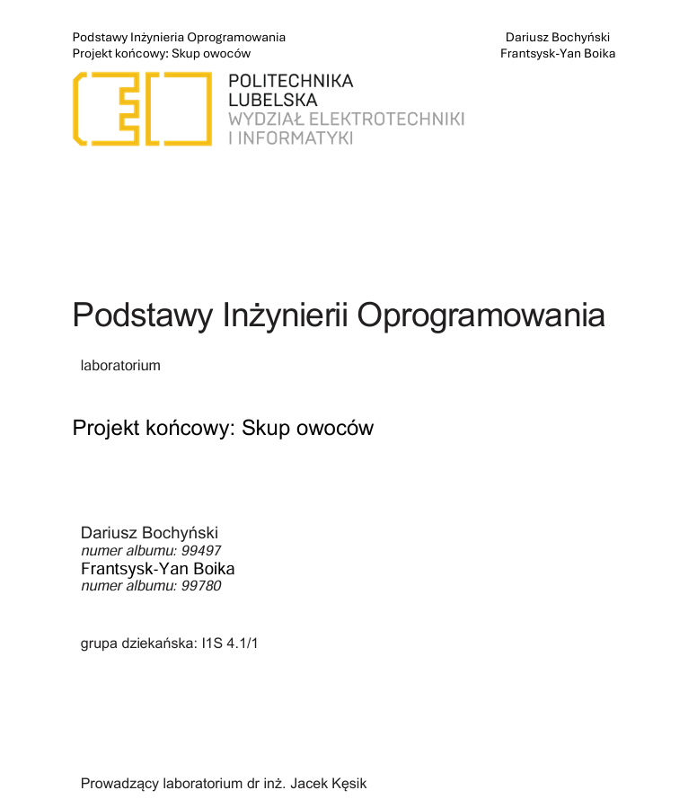 Projekt systemu informatycznego